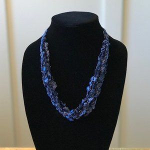 New Adjustable Ladder Ribbon Necklace - Navy (ET)